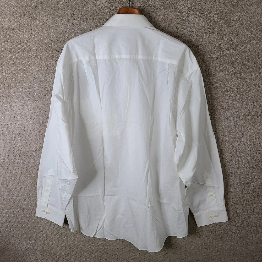Slates Shirt Mens 17.5 36-37 White Long Sleeve Dress Button Down Cotton NEW